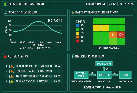 Energy storage monitoring dashboard